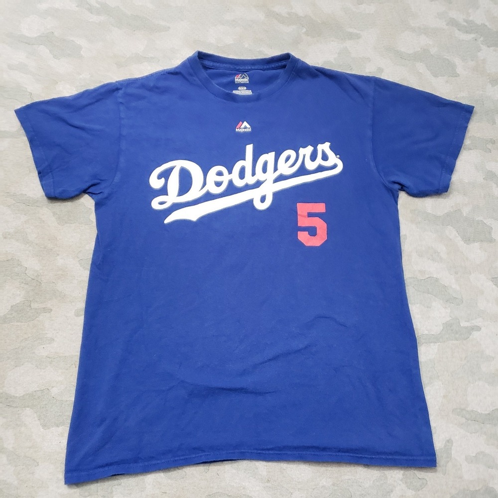 LA Dodgers Shirt Mens Medium Blue Majestic Seager #5 Short Sleeve‎ MLB Baseball